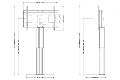 Conen SCETAPLB Motorized Display Stand With 50 Cm Of Vertical Travel Column Black Anodized, Center Of Display 98,8 - 148,8 Cm, Floor Plate