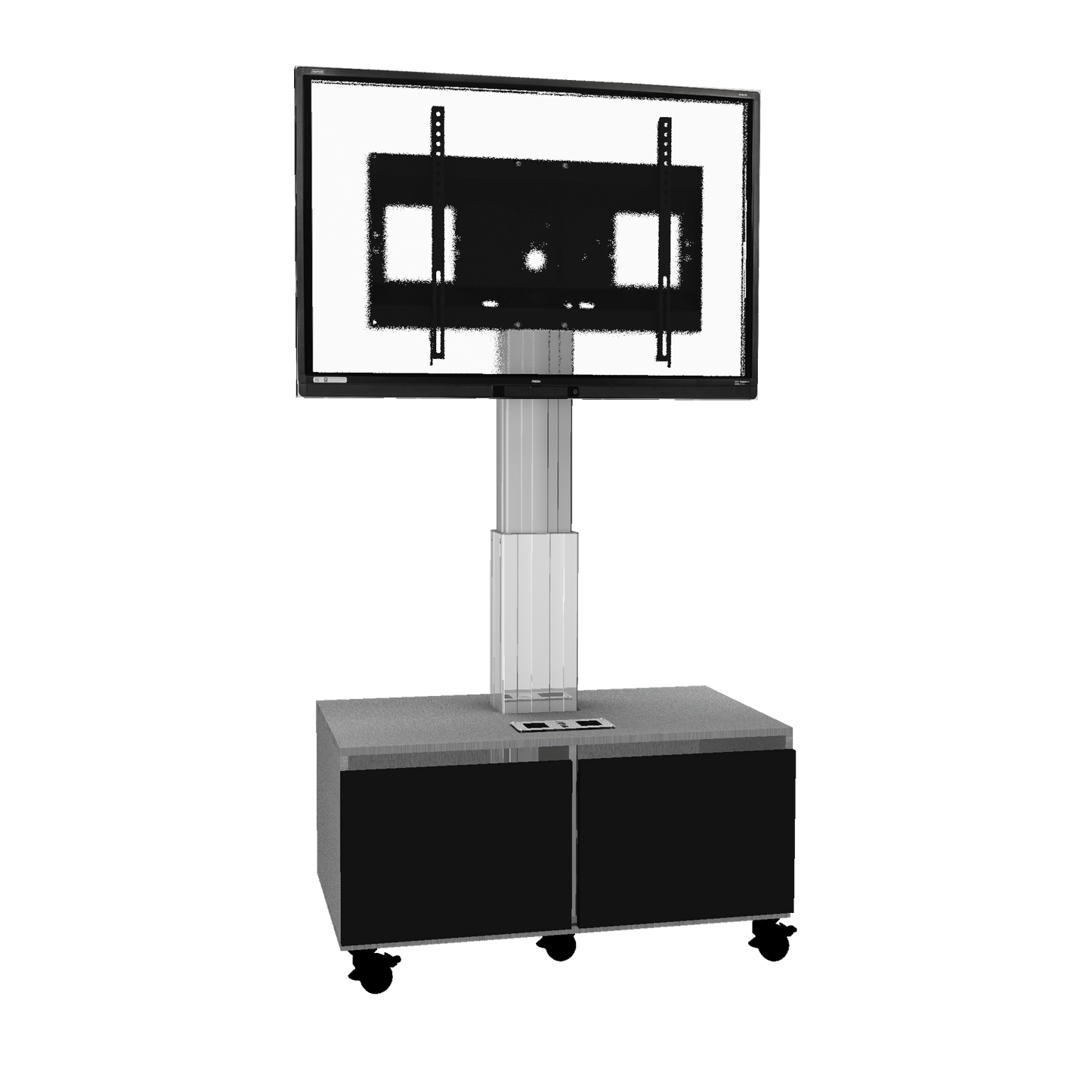 Conen SCETASBNA Mobile TV Cabinet With Electrically Height Adjustment "Vsm Electric" With Connector Panel, Column Silver Anodized, 50 Cm Of Vertical Travel, Base Cabinet