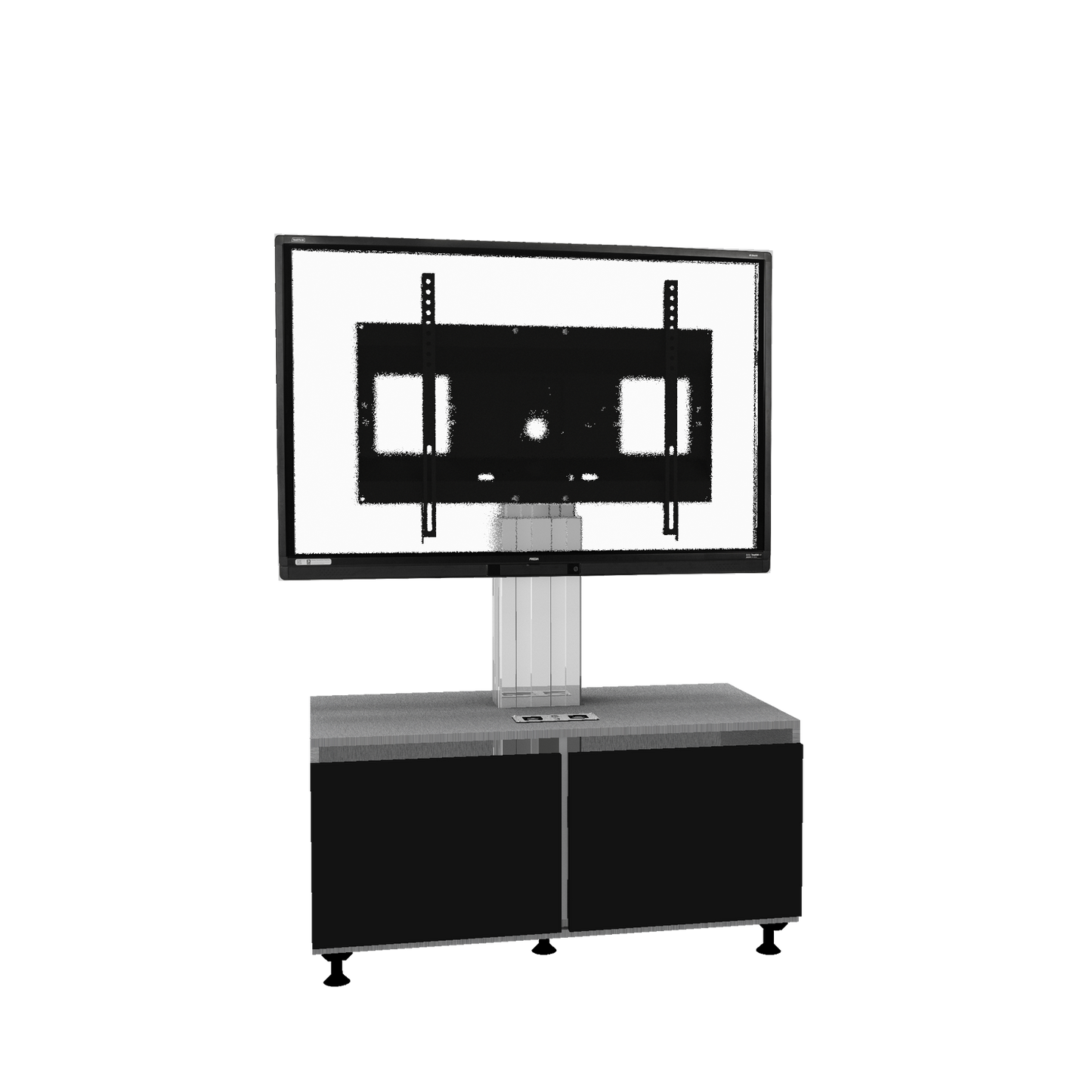 Conen SCETASBNA Mobile TV Cabinet With Electrically Height Adjustment "Vsm Electric" With Connector Panel, Column Silver Anodized, 50 Cm Of Vertical Travel, Base Cabinet