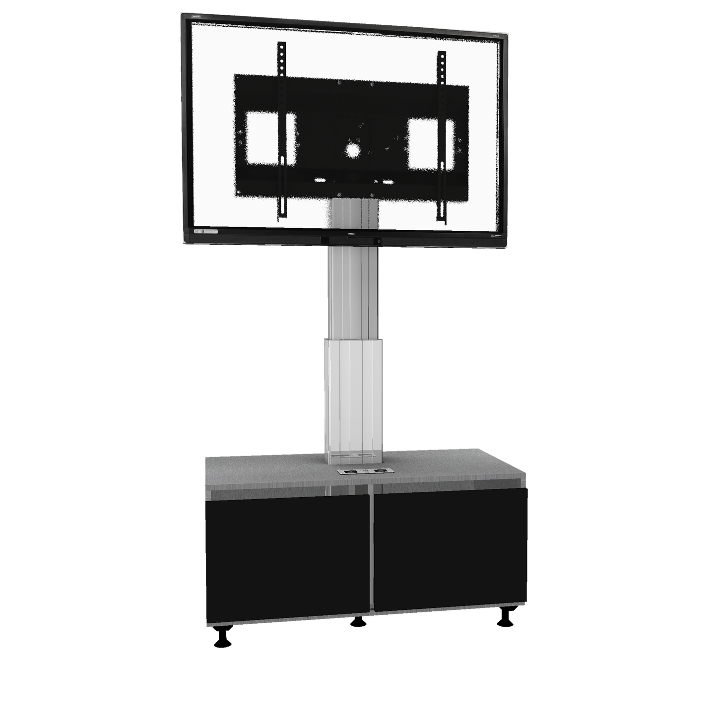 Conen SCETASBNA Mobile TV Cabinet With Electrically Height Adjustment "Vsm Electric" With Connector Panel, Column Silver Anodized, 50 Cm Of Vertical Travel, Base Cabinet