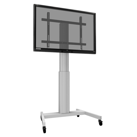 Conen SCETAVLIS Height Adjustable Mobile Tv And Silver Monitor Stand, Lite Series With 50 Cm Of Vertical Travel Column Silver Anodized