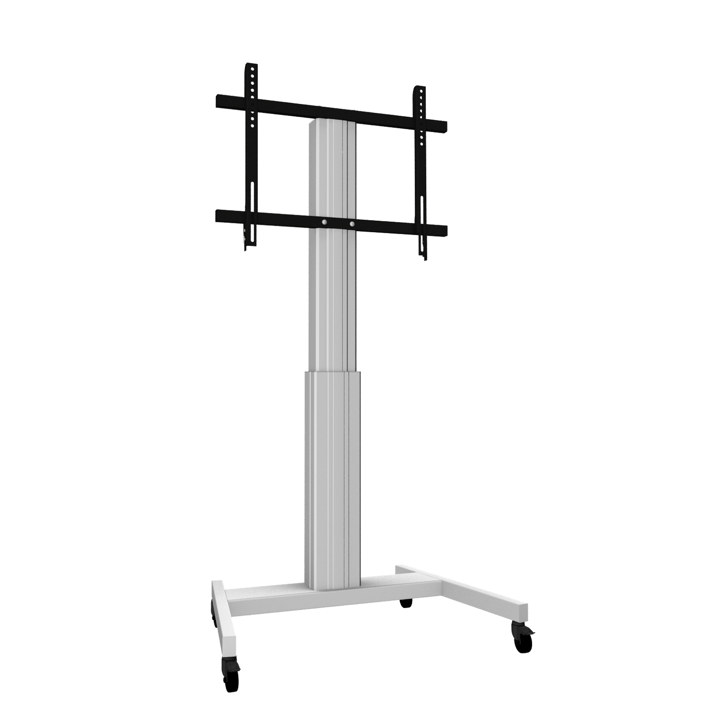 Conen SCETAVLIS Height Adjustable Mobile Tv And Silver Monitor Stand, Lite Series With 50 Cm Of Vertical Travel Column Silver Anodized