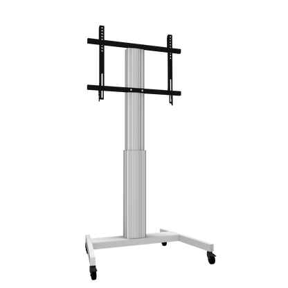 Conen SCETAVLIS Height Adjustable Mobile Tv And Silver Monitor Stand, Lite Series With 50 Cm Of Vertical Travel Column Silver Anodized