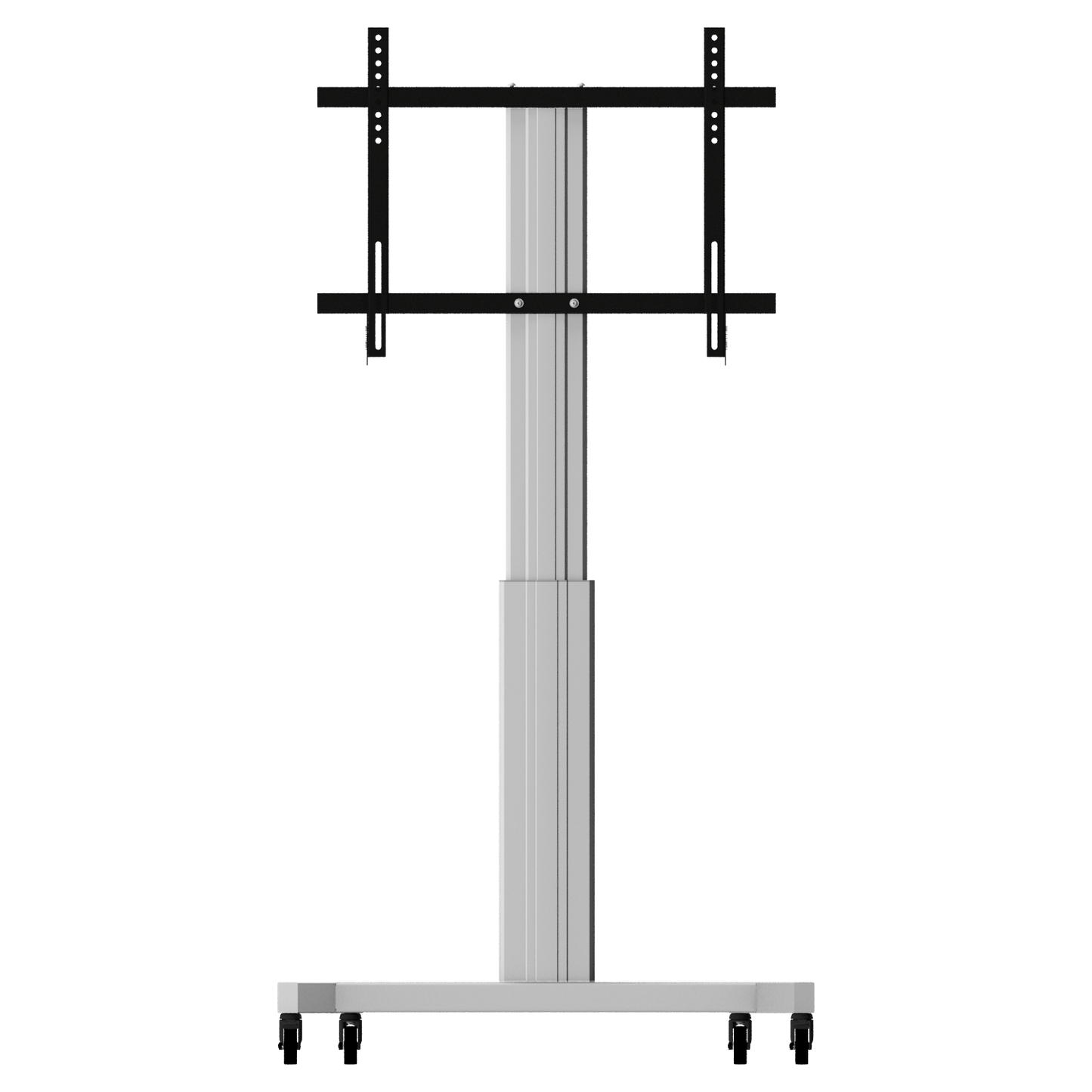 Conen SCETAVLIS Height Adjustable Mobile Tv And Silver Monitor Stand, Lite Series With 50 Cm Of Vertical Travel Column Silver Anodized