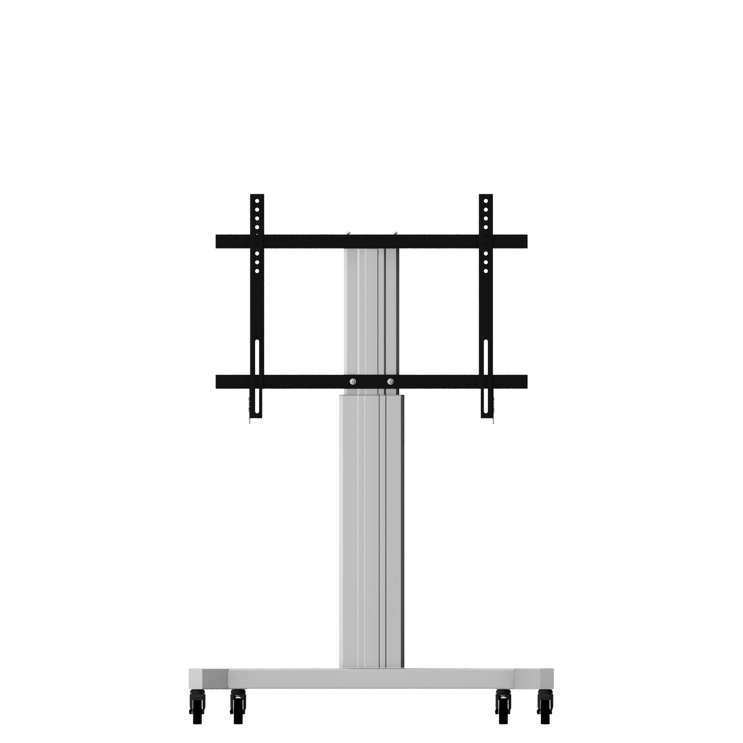 Conen SCETAVLIS Height Adjustable Mobile Tv And Silver Monitor Stand, Lite Series With 50 Cm Of Vertical Travel Column Silver Anodized