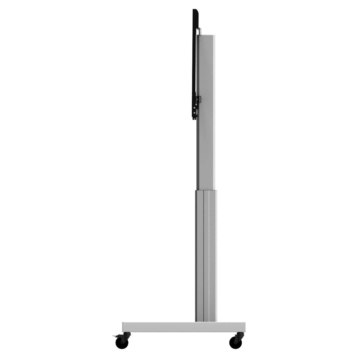 Conen SCETAVLIS Height Adjustable Mobile Tv And Silver Monitor Stand, Lite Series With 50 Cm Of Vertical Travel Column Silver Anodized