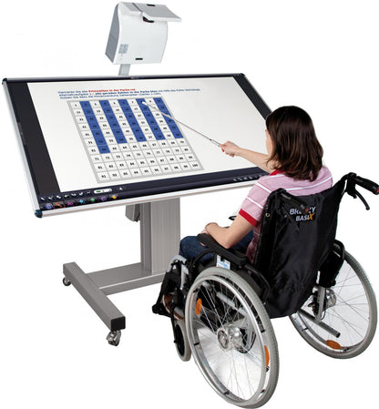 Conen SCETTIHEBO Mobile Tiltable Whiteboard Workitdesk For Different Projectors 1.44 X 0.90 M, Electrically Height & Tilt Adjustable Mount, H-style Base