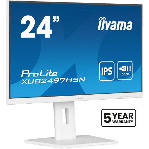 iiyama ProLite XUB2497HSN-W2 24" Full HD LED Desktop Monitor with USB-C Hub & RJ45 Port