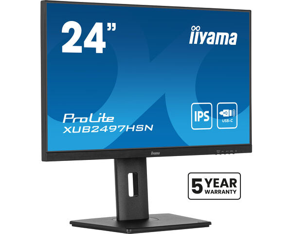 iiyama ProLite XUB2497HSN-B2 24" Full HD LED Desktop Monitor with USB-C Hub & RJ45 Port