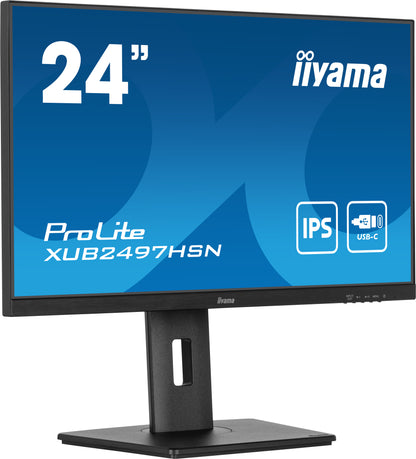 iiyama ProLite XUB2497HSN-B2 24" Full HD LED Desktop Monitor with USB-C Hub & RJ45 Port