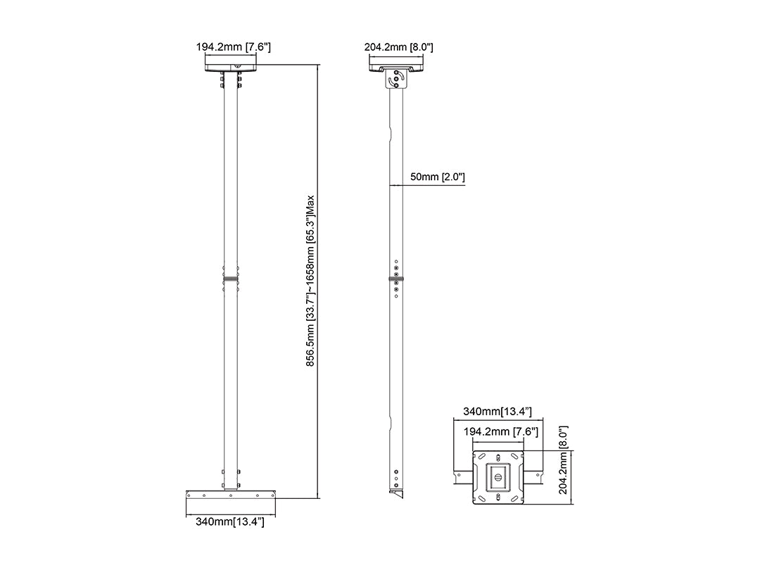 Multibrackets M Pro Series - 1500mm Pipe Connecting Plate Large Black