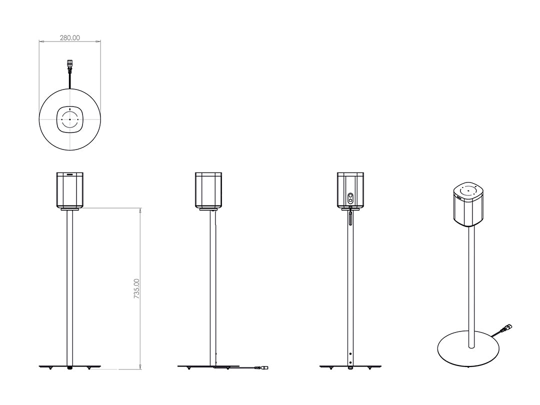 Multibrackets M Sonos S1/P1 Floor Stand - Single White