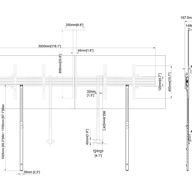 Multibrackets M Pro Series - Collaboratioon Side by Side 90" Floorsupport