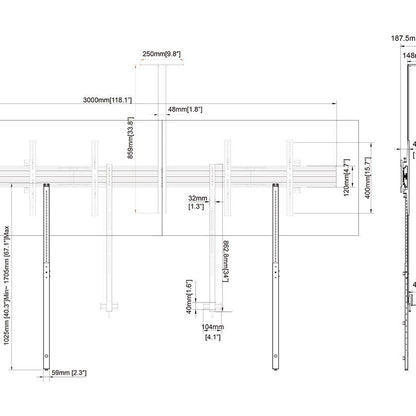 Multibrackets M Pro Series - Collaboratioon Side by Side 90" Floorsupport