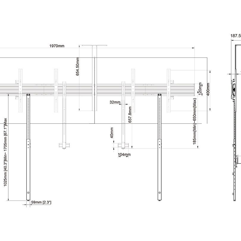 Multibrackets M Pro Series - Collaboration Side by Side 65" Floorsupport