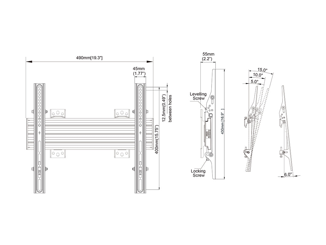 Multibrackets M Wallmount Pro MBW1U 400 Tilt Black