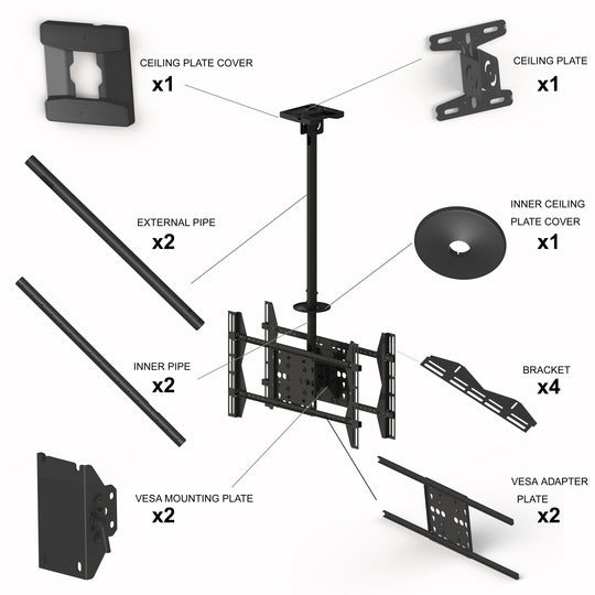 Multibrackets M Public Ceilingmount Large Back to Back Black 3000