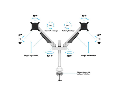 Multibrackets M VESA Gas Lift Arm Dual White