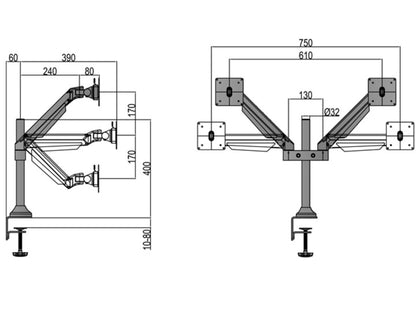 Multibrackets M VESA Gas Lift Arm Dual White