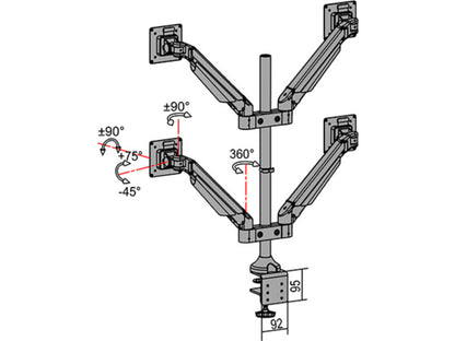 Multibrackets M VESA Gas Lift Arm Quad Silver