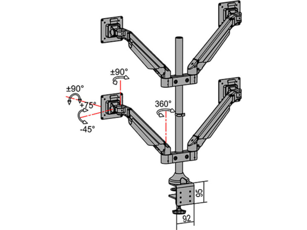 Multibrackets M VESA Gas Lift Arm Quad Black