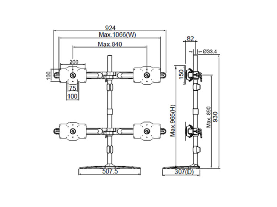 Multibrackets M VESA Desktopmount Dual Stand 24"-32" Expansion Kit