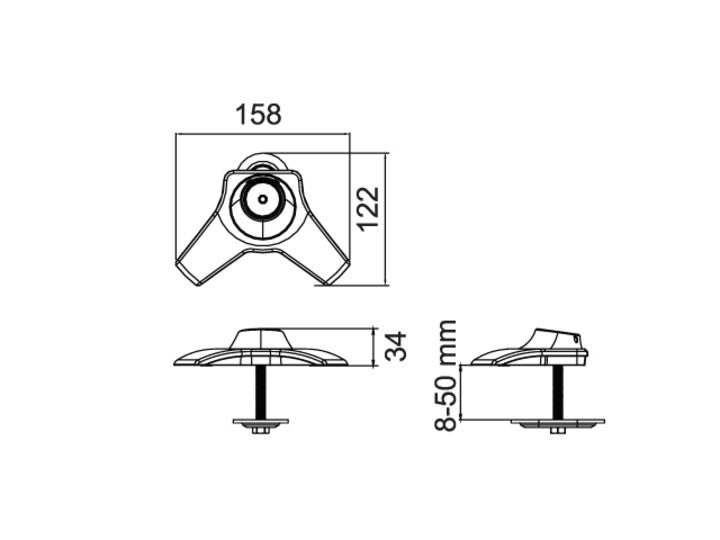 Multibrackets M Desktopmount Single / Dual / Triple Stand Grommet Base