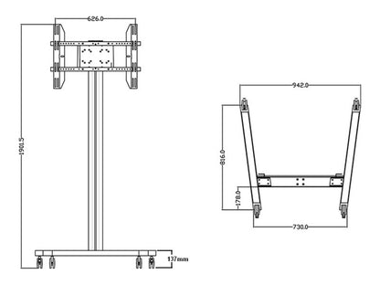 Multibrackets M Display Stand 180 Entry Level 180cm Trolley AV Cart Black