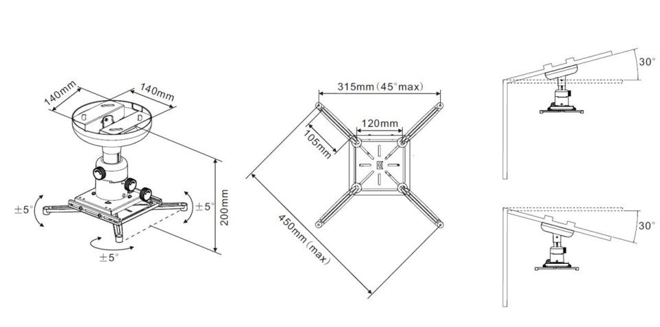 Multibrackets M Universal Projector Ceiling mount 200 with Fine tune