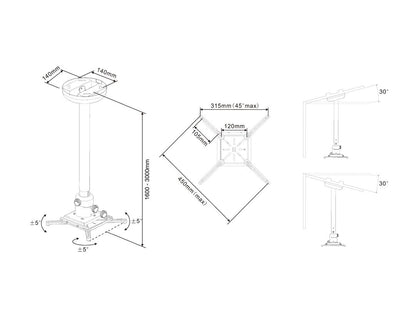 Multibrackets M Universal Projector Ceiling Mount 1600-3000 with Fine tune