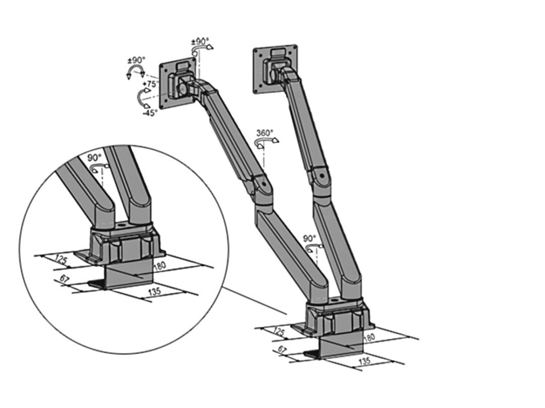 Multibrackets M Duo Deskmount Black