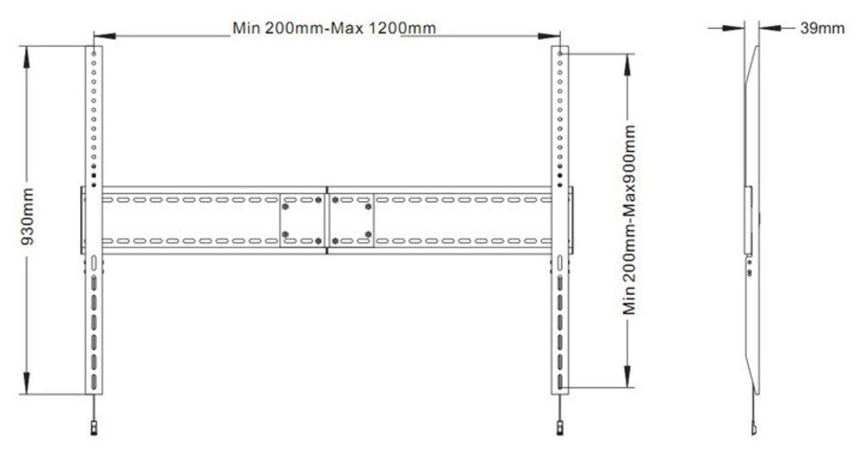 Multibrackets M Universal Fixed Wallmount SD MAX 1200x900