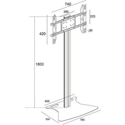 Multibrackets M Display Stand 180 Black Floorbase, Flight Case