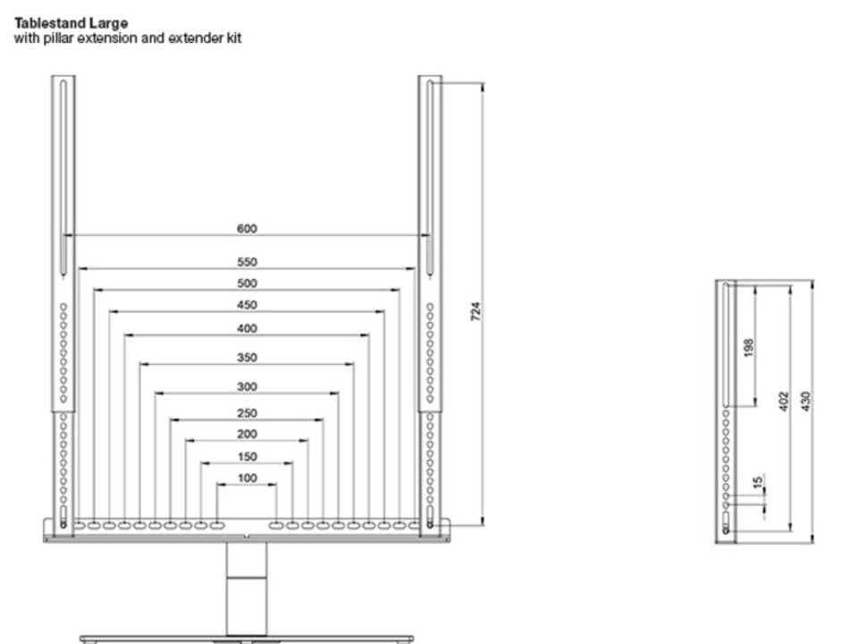 Multibrackets M VESA Extender kit Turn & Motorized Tablestand 600x700