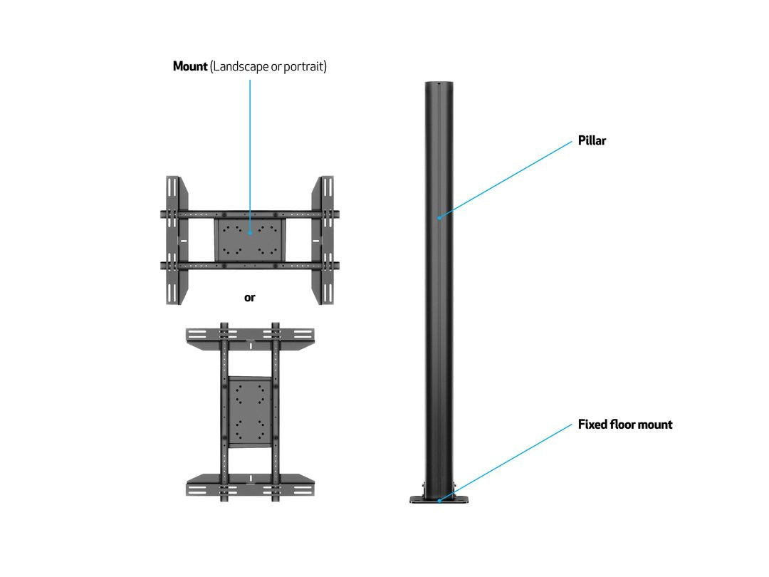 Multibrackets M Display Stand 180 Single Black w. Floormount