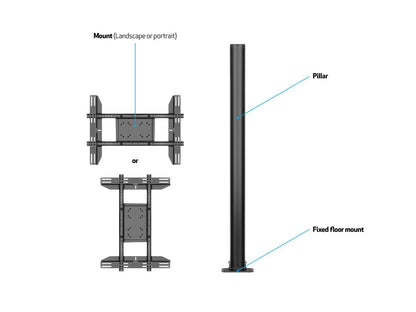 Multibrackets M Display Stand 180 Single Black w. Floormount