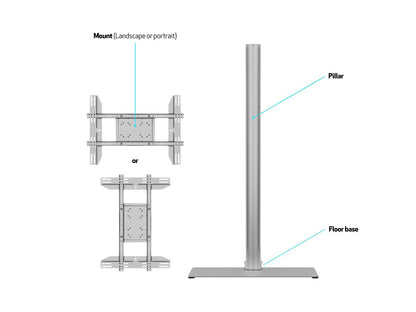 Multibrackets M Display Stand 180 Single Silver w. Floorbase