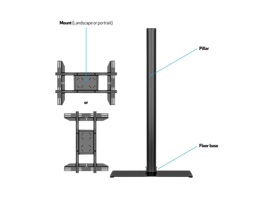 Multibrackets M Display Stand 180 Single Black w. Floorbase