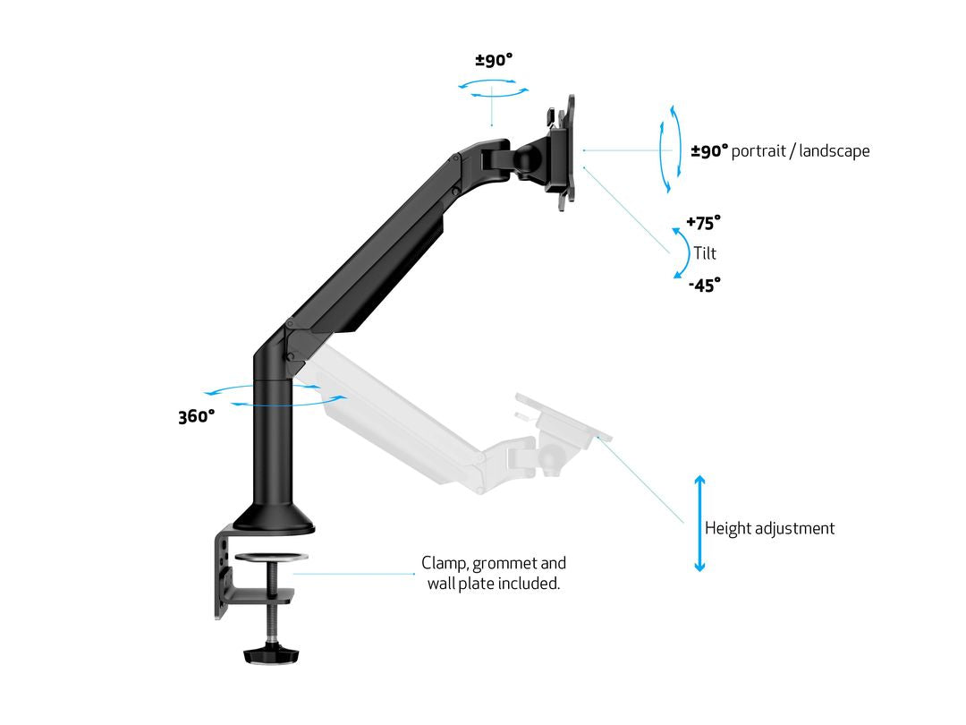 Multibrackets M VESA Gas Lift Arm Desk or Wall Basic Black HD