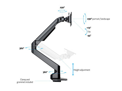 Multibrackets M VESA Gas Lift Arm Single Black HD