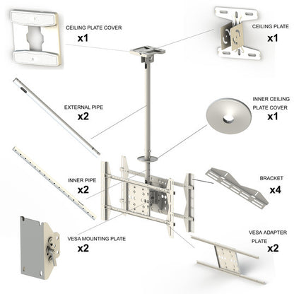 Multibrackets M Public Ceilingmount Large Back to Back White 3000