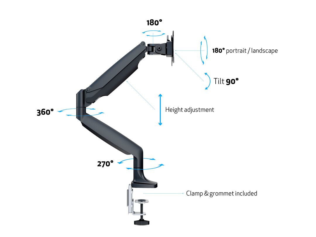 Multibrackets M Deskmount Gas Spring Single Black