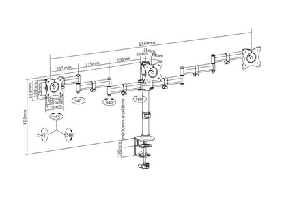 Multibrackets M Deskmount Basic Triple