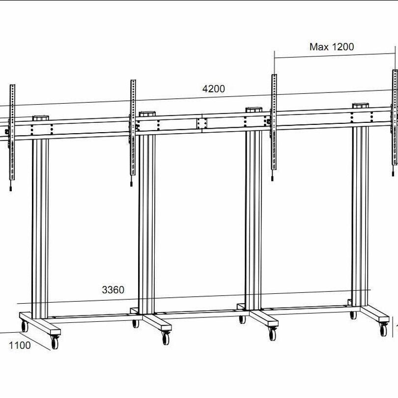 Multibrackets M Public Display Stand 210 Dual Screen 70"-110" Black