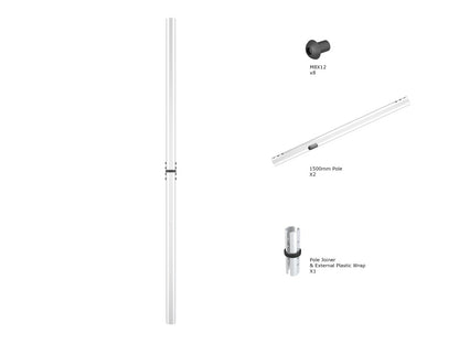 Multibrackets M Pro Series - Chrome Extension Pipe 3m