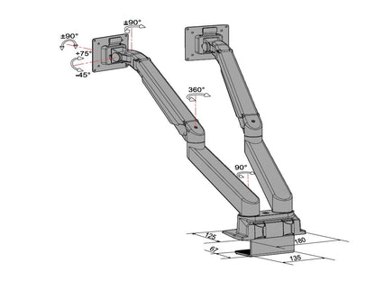 Multibrackets M VESA Gas Lift Arm Dual Side by Side Silver