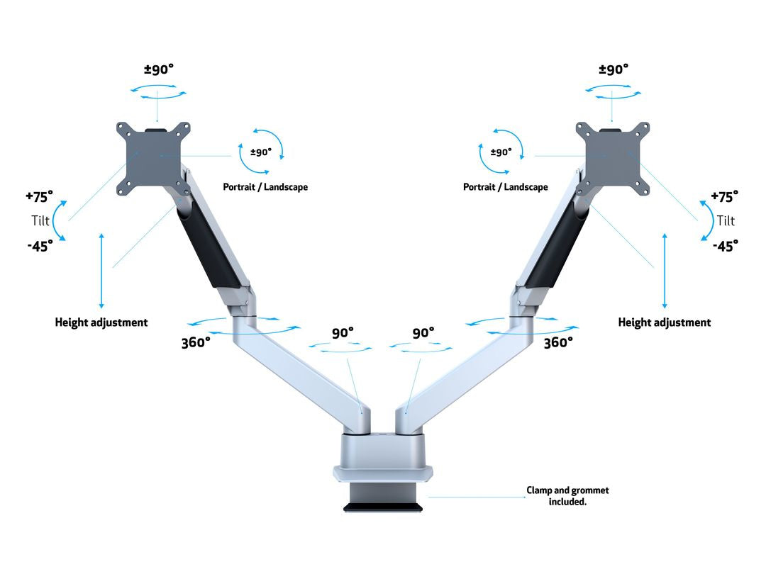 Multibrackets M VESA Gas Lift Arm Dual Side by Side Silver