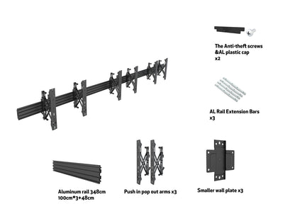 Multibrackets M Wallmount Pro MBW3X1U Push In Pop Out Black