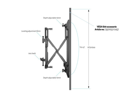 Multibrackets M Wallmount Pro MBW3X1U Push In Pop Out Black