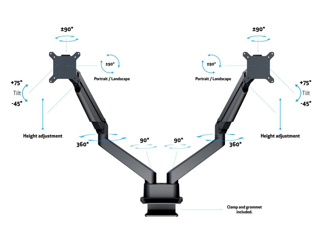 Multibrackets M VESA Gas Lift Arm Dual Side by Side HD Black